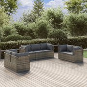 vidaXL 7 pcs conjunto lounge de jardim c/ almofadões vime PE cinzento