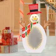 Boneco de neve Decoração de Natal pré-iluminado com 2 luzes de túnel Chapéu e Cachecol interior e exterior 42 x 30 x 64 cm branco