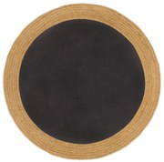 vidaXL Tapete trançado redondo 90 cm juta e algodão preto e natural