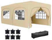 Outsunny Tenda Dobrável 3x6 m com Painéis Laterais UPF50+ Tenda de Jardim com Altura Ajustável e Bolsa de Transporte Areia | Aosom Portugal