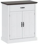 HOMCOM Aparador para Sala de Estar Estilo Rústico com 1 Gaveta Prateleira Ajustável 75,2x40x91,5 cm Branco e Madeira | Aosom Portugal