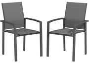Outsunny Conjunto de 2 Cadeiras de Jardim Empilháveis com Tecido Transpirável e Estrutura em Aço 56x58x89 cm Cinzento Escuro | Aosom Portugal