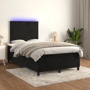 vidaXL Cama box spring c/ colchão/LED 120x200 cm veludo preto