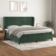 vidaXL Cama com molas/colchão 200x200 cm veludo verde-escuro