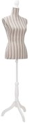 vidaXL Busto manequim de senhora linho com riscas