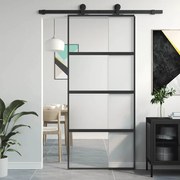 vidaXL Porta deslizante 90x205 cm vidro temperado e alumínio preto