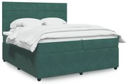 vidaXL Cama com molas/colchão 200x200 cm veludo verde-escuro