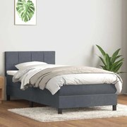 vidaXL Cama com molas/colchão 100x220 cm veludo cinzento-escuro