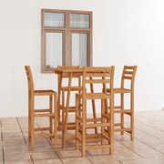 vidaXL 5 pcs conjunto de bar para exterior madeira de acácia maciça