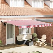vidaXL Toldo Retrátil Automático Listras Vermelhas e Brancas 400 x 300 cm
