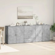 vidaXL Aparadores 3 pcs derivados de madeira cinzento cimento