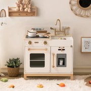 Cozinha de madeira Brincar infantil Montessori 58 x 29 x 62 cm Branca