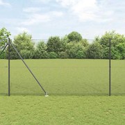 vidaXL Cerca de Malha com 7 Postes Espigão Cinza 1,5x10 m Aço