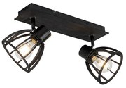 Luminária de teto industrial preta 2 luzes - Fotu Industrial