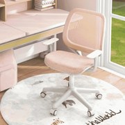 Cadeira giratória para crianças com altura ajustável, rodas com travão e apoios de braços. ergonómica rosa