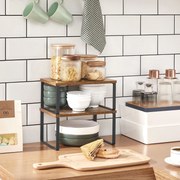 Conjunto de 2 prateleiras de cozinha para especiarias em castanho vintage e preto