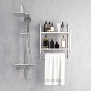 Toalheiro de parede 45 x 26 x 55 cm (C x L x A) com barra e 2 prateleiras para Casa de Banho Branco