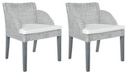 vidaXL Cadeiras de jantar com almofadões 2 pcs vime natural cinzento
