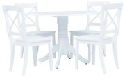 vidaXL 5 pcs conjunto de jantar madeira seringueira maciça branco