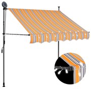 vidaXL Toldo retrátil manual com LED 100 cm amarelo e azul