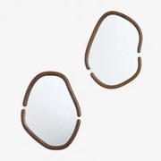 Conjunto De 2 Espelhos Ovais De Parede Em Mdf Vixidel Madeira Escura - Sklum