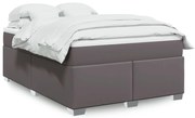 vidaXL Cama com molas/colchão 140x190 cm couro artificial cinzento