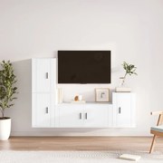 Conjunto móveis de TV 4 pcs madeira processada branco