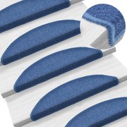 vidaXL Tapetes de escada 10 peças 56x17x3 cm azul semicircular