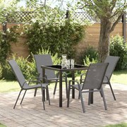 vidaXL Conjunto de Jardim com 5 Peças - Aço e Textileno Cinza