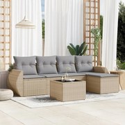 vidaXL 6 pcs conjunto de sofás p/ jardim com almofadões vime PE bege