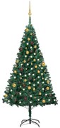 vidaXL Árvore Natal artificial pré-iluminada c/ bolas 180 cm PVC verde