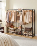 Guarda-roupa aberto com prateleiras para roupas. | SONGMICS | 183 x 29 x 158,4 cm | preto | LGR463B01V1.