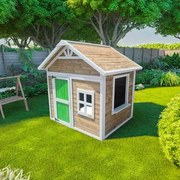 Casa de brincar para crianças 147  x 169  x 165 cm de madeira em painéis FLAM Verde