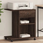 vidaXL Suporte para impressora com rodas 60x40x68,5cm carvalhocastanho