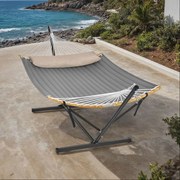 Cama Rede decanso Jardim com armação metálica para rede, capacidade de carga até 200 kg Cinzento