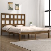 Estrutura de cama 140x190 cm pinho maciço castanho-mel