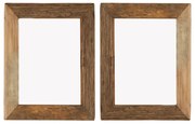 vidaXL Molduras 2 pcs 34x40 cm madeira recuperada maciça e vidro