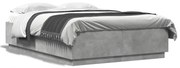 vidaXL Estrutura cama c/ luzes LED derivados de madeira cinza cimento