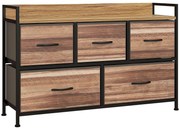 HOMCOM Cómoda Meuble de Rangement 5 Gavetas em Tecido 98x29x63 cm Estrutura em Aço Preto | Aosom Portugal