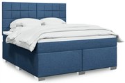 vidaXL Cama com molas/colchão 180x200 cm tecido azul