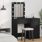 vidaXL Mesa de Maquilhagem com Luzes LED Carvalho Preto 50x41x135 cm