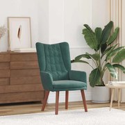 Cadeira Relaxante vidaXL Veludo Verde Escuro