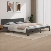 Estrutura de cama 200x200 cm pinho maciço cinzento