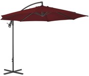 Guarda-sol cantilever com poste de aço 300 cm vermelho bordô