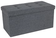 Banco dobrável de linho SONGMICS, versátil e compacto, cinza escuro, 76 x 38 x 38 cm LSF47K