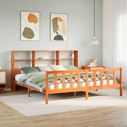 vidaXL Cama com estante sem colchão 200x200 cm pinho maciço