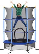 HOMCOM Trampolim para Crianças com Rede de Segurança e Estrutura de Aço para Interiores e Exteriores Carga 50 kg Ø163x190 cm Azul