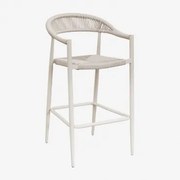 Taburete Alto 75 Cm Em Alumínio E Rattan Sintético Amatria Tapioca Bege - Sklum
