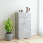 vidaXL Aparador c/ 6 gavetas 50x34x96cm contraplacado cinzento cimento