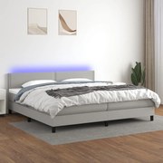 vidaXL Cama box spring c/ colchão e LED 200x200 cm tecido cinza-claro